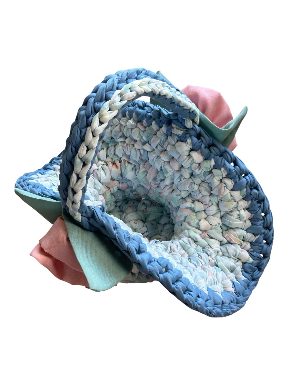 Handwoven Blue & Pastel Floral Accent Gift Basket